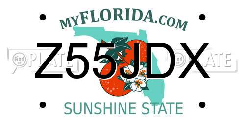 Z55JDX Florida License Plate