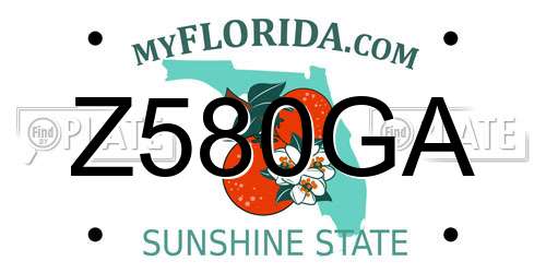 Z580GA Florida License Plate
