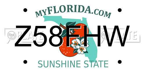 Z58FHW Florida License Plate
