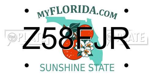 Z58FJR Florida License Plate