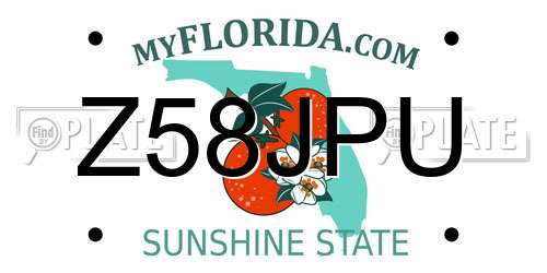 Z58JPU Florida License Plate