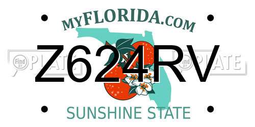 Z624RV Florida License Plate