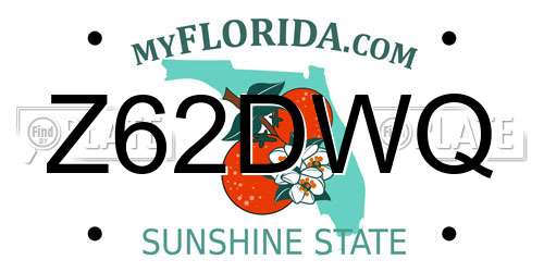Z62DWQ Florida License Plate