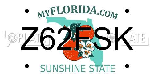 Z62FSK Florida License Plate