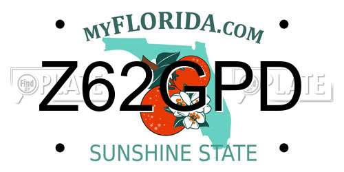 Z62GPD Florida License Plate