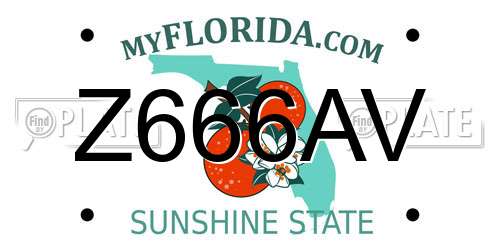 Z666AV Florida License Plate