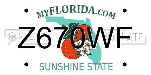 Z670WF Florida License Plate