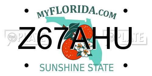 Z67AHU Florida License Plate