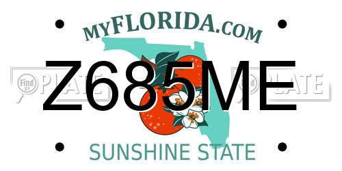 Z685ME Florida License Plate