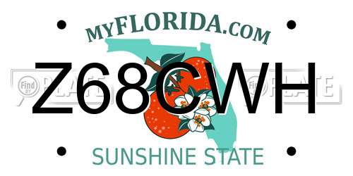 Z68CWH Florida License Plate