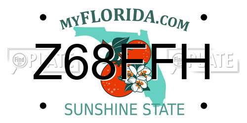 Z68FFH Florida License Plate