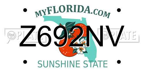 Z692NV Florida License Plate