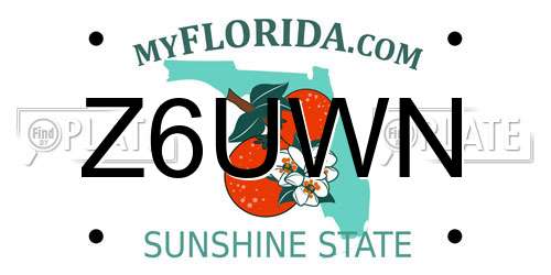 Z6UWN Florida License Plate