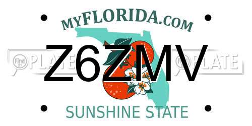 Z6ZMV Florida License Plate