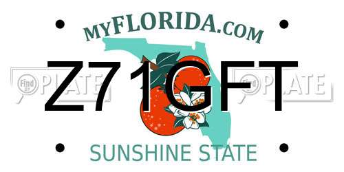 Z71GFT Florida License Plate