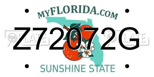 Z72072G Florida License Plate