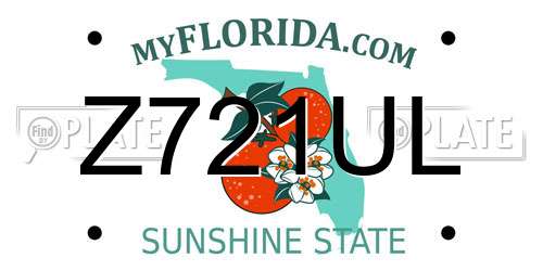 Z721UL Florida License Plate