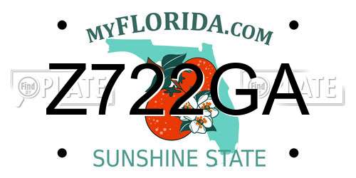 Z722GA Florida License Plate