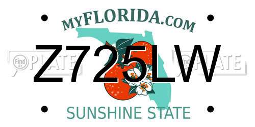 Z725LW Florida License Plate