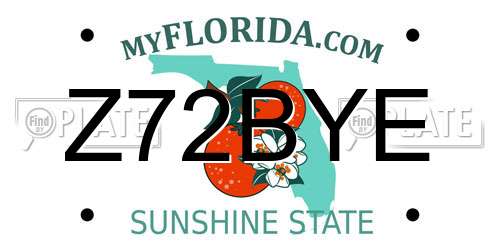 Z72BYE Florida License Plate