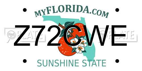 Z72CWE Florida License Plate
