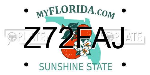 Z72FAJ Florida License Plate