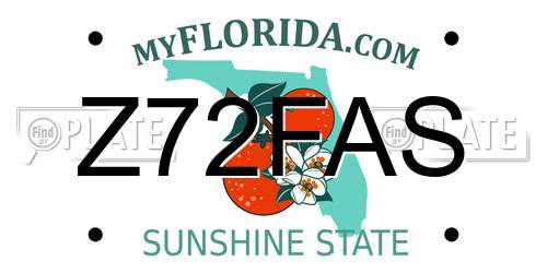 Z72FAS Florida License Plate