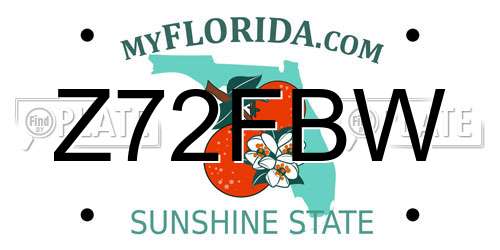 Z72FBW Florida License Plate