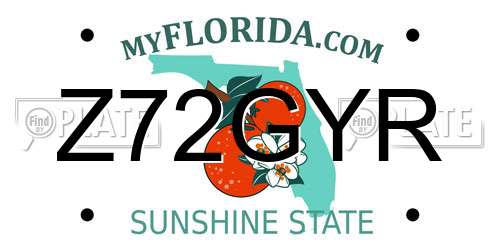 Z72GYR Florida License Plate