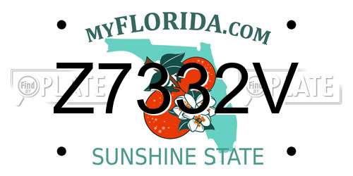 Z7332V Florida License Plate