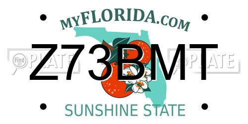 Z73BMT Florida License Plate