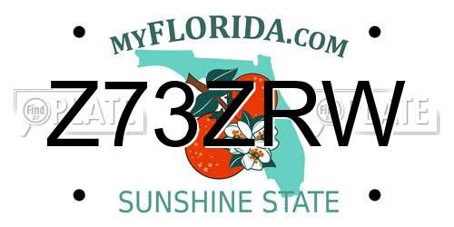 Z73ZRW Florida License Plate