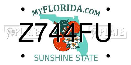 Z744FU Florida License Plate