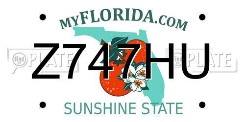 Z747HU Florida License Plate