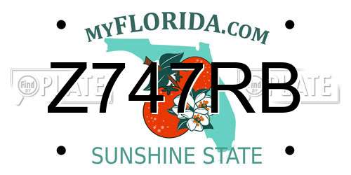 Z747RB Florida License Plate