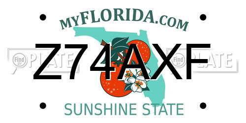 Z74AXF Florida License Plate