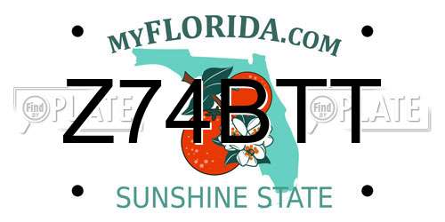 Z74BTT Florida License Plate