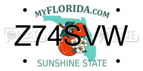 Z74SVW Florida License Plate