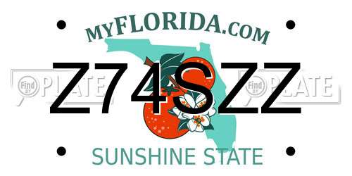 Z74SZZ Florida License Plate