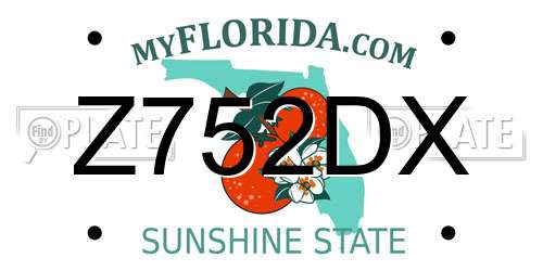 Z752DX Florida License Plate