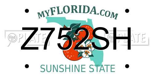 Z752SH Florida License Plate