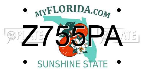 Z755PA Florida License Plate