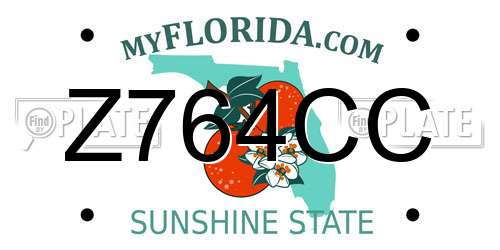 Z764CC Florida License Plate