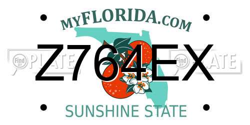 Z764EX Florida License Plate
