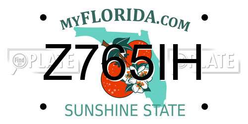 Z765IH Florida License Plate