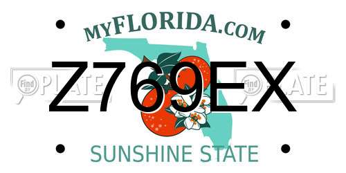 Z769EX Florida License Plate