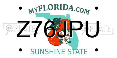 Z76JPU Florida License Plate
