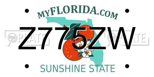 Z775ZW Florida License Plate