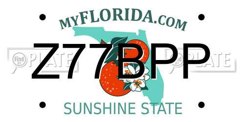 Z77BPP Florida License Plate