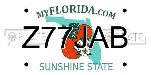 Z77JAB Florida License Plate